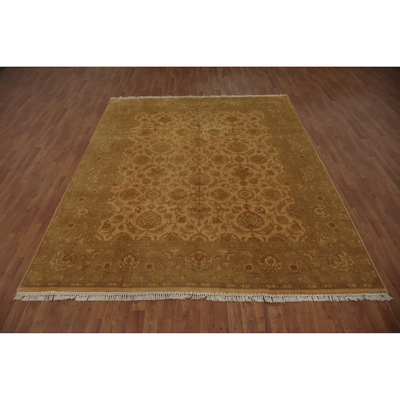 Hand Knotted Oriental 100% Wool Carpet Traditional All-Over Yellow & Gold Peshawar Area Rug - 10' 3'' X 7' 10''