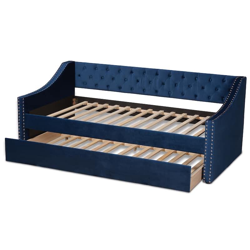 Raphael Modern Velvet Fabric Upholstered Daybed with Trundle