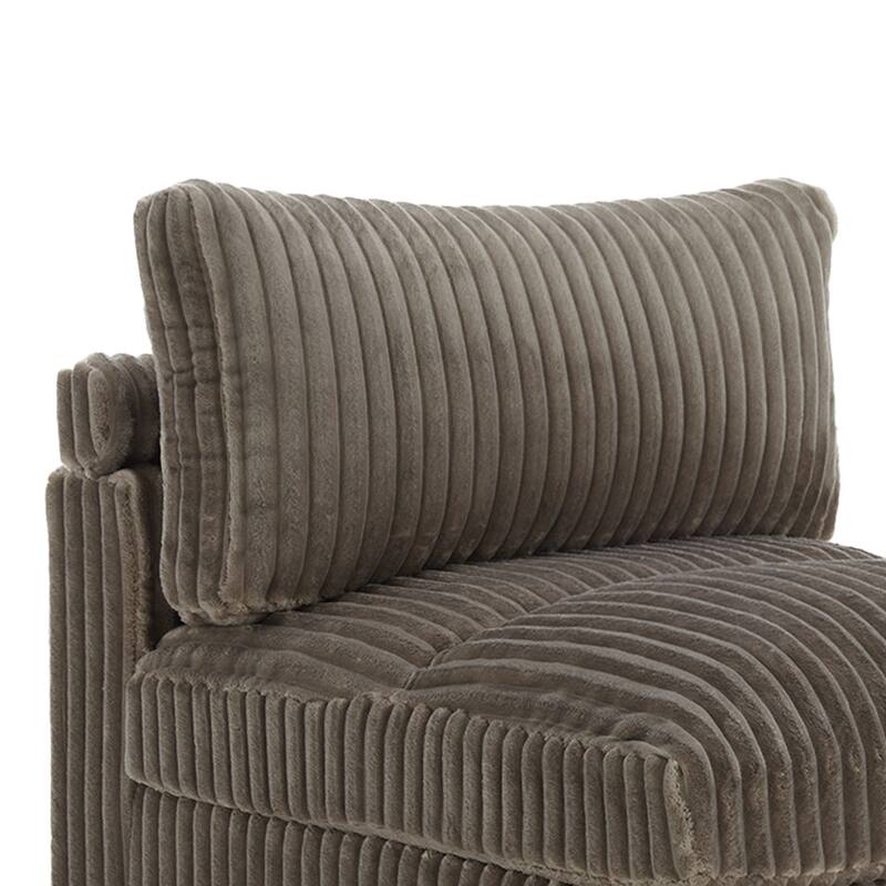 Plush Corduroy Upholstered Modular Sectional Sofa with Pillows
