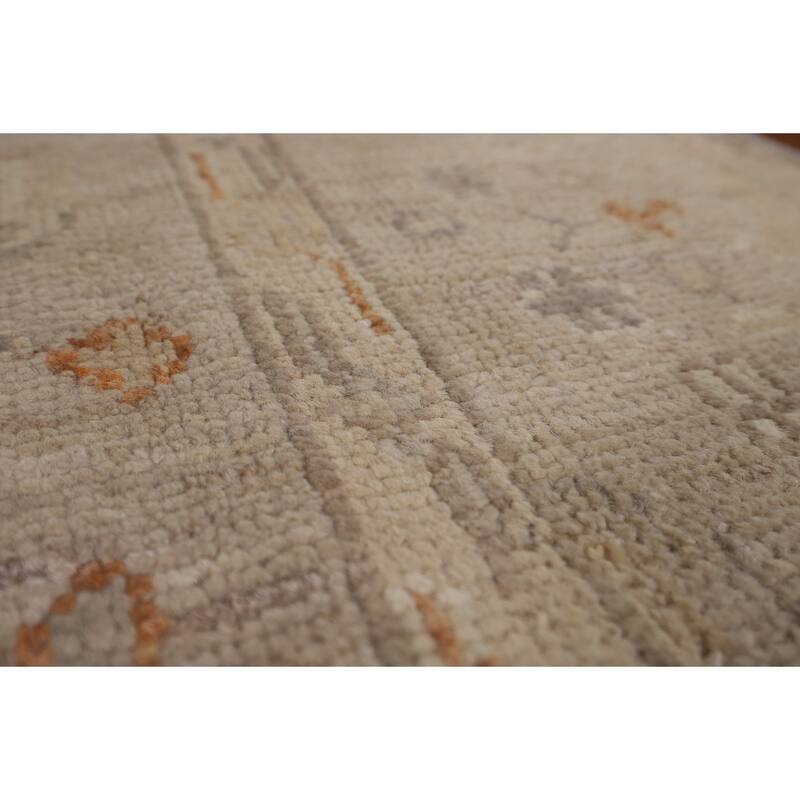 Vegetable Dye Oushak Turkish Rug Handmade Oriental Beige Wool Carpet - 5'11"x 8'8"