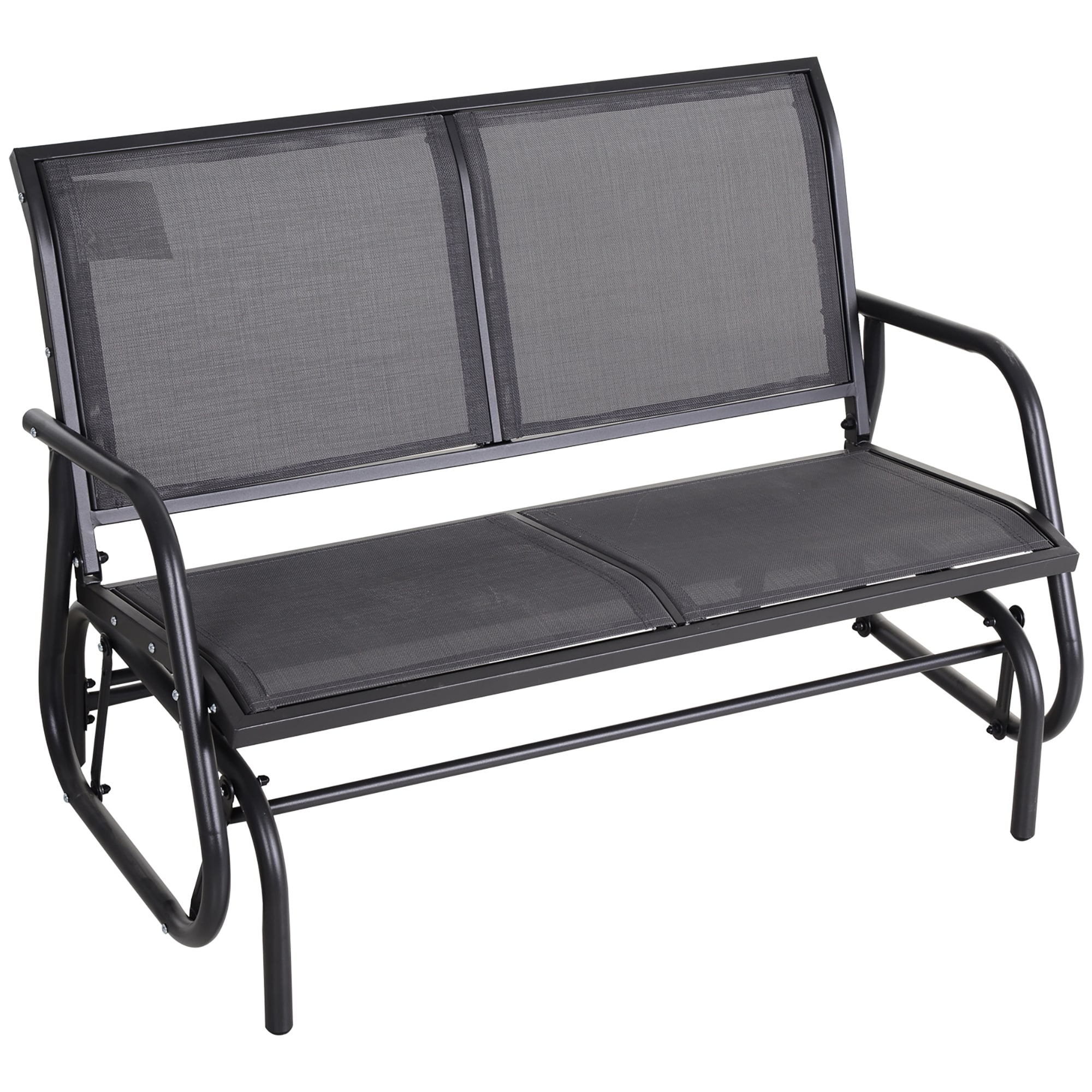 2-Person Outdoor Glider Bench, Double Swing Rocking Chair with Powder Coated Steel Frame for Backyard, Garden, Porch