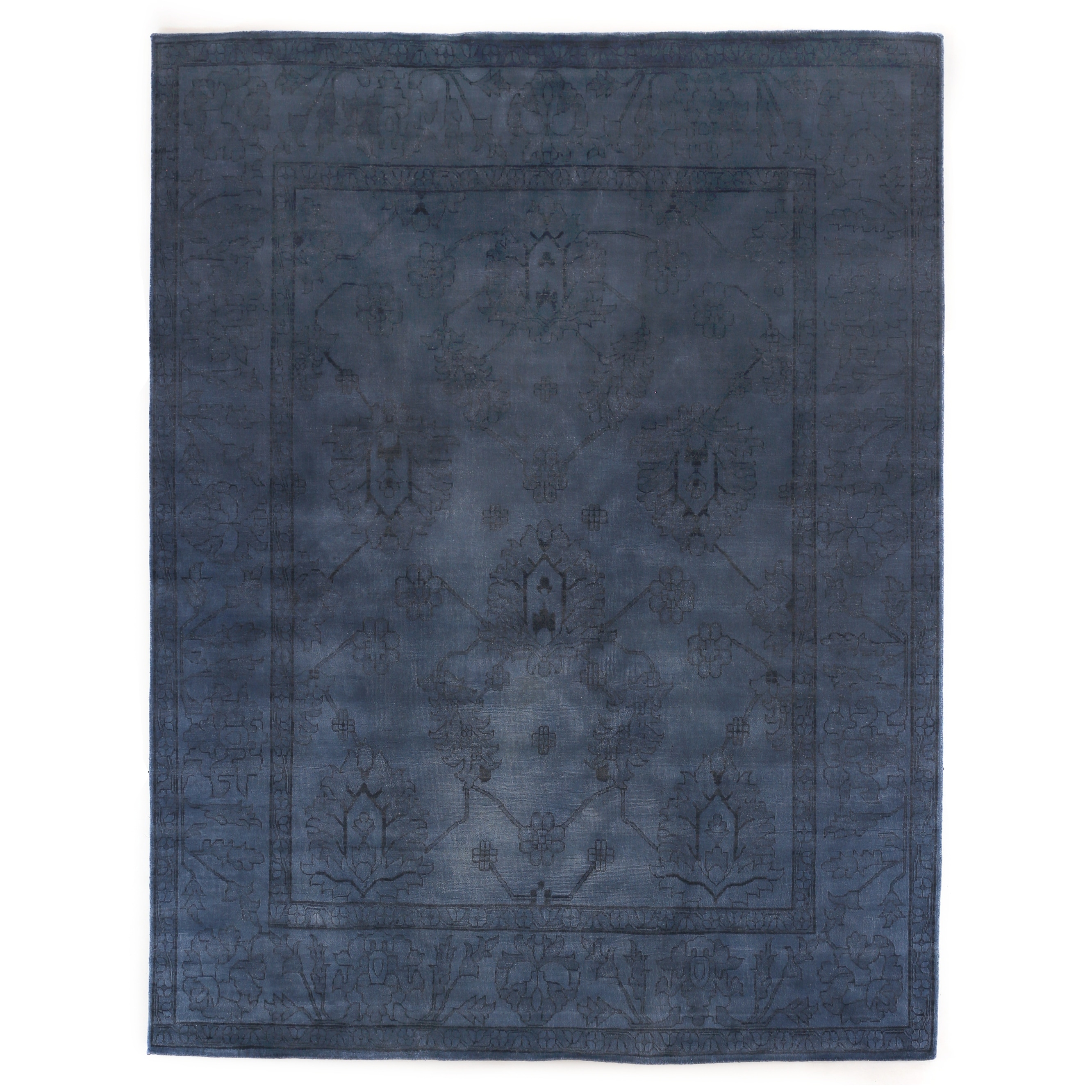 Overdye hand-knotted New Zealand Wool Navy Area Rug - 10' x 14'