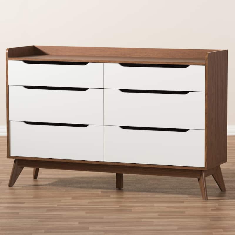 Carson Carrington Borlange 6-drawer Mid-century White/Walnut Chest