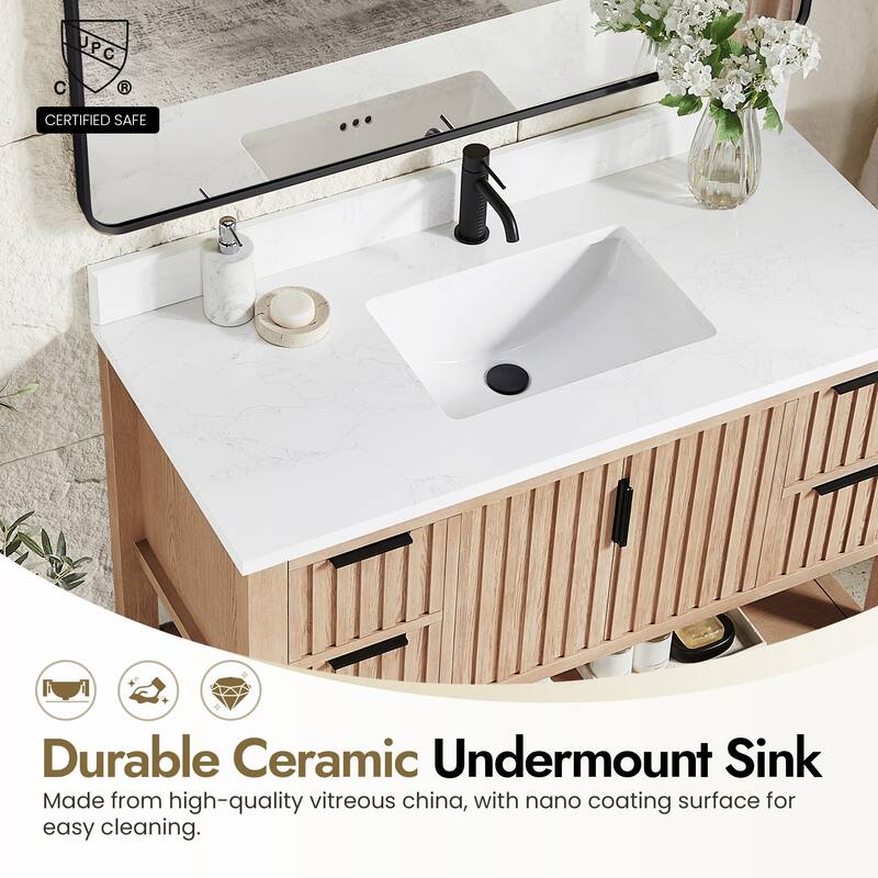 Tehran Bath Vanity with Composite Stone Top without Mirror
