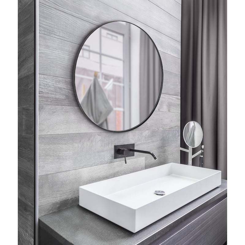 Kate and Laurel Rollo Round Framed Wall Mirror