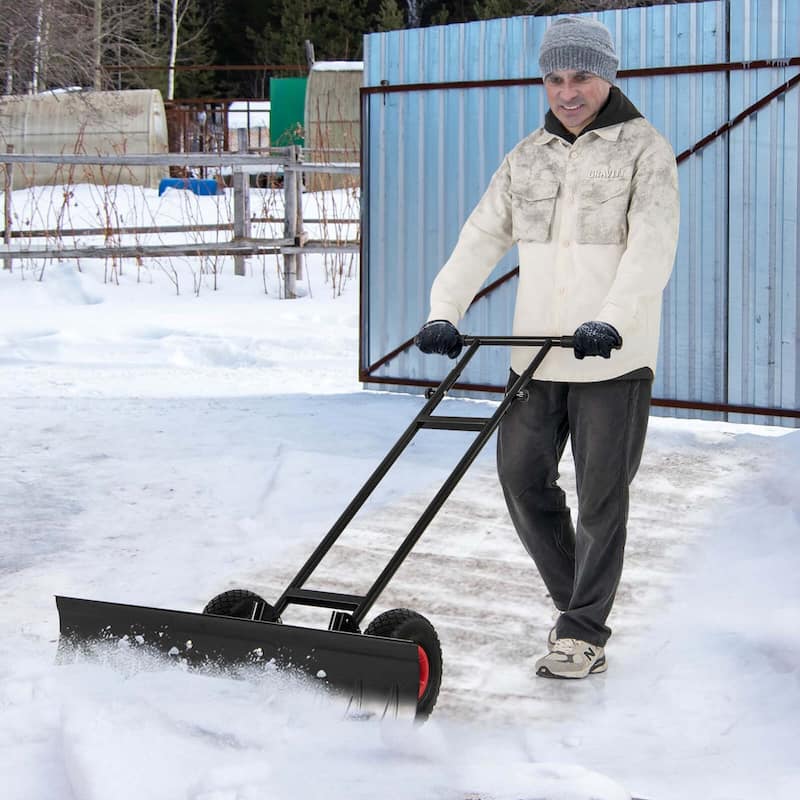 Costway 36" Snow Shovel Pusher with 10" Inflatable Wheels Adjustable - See Details