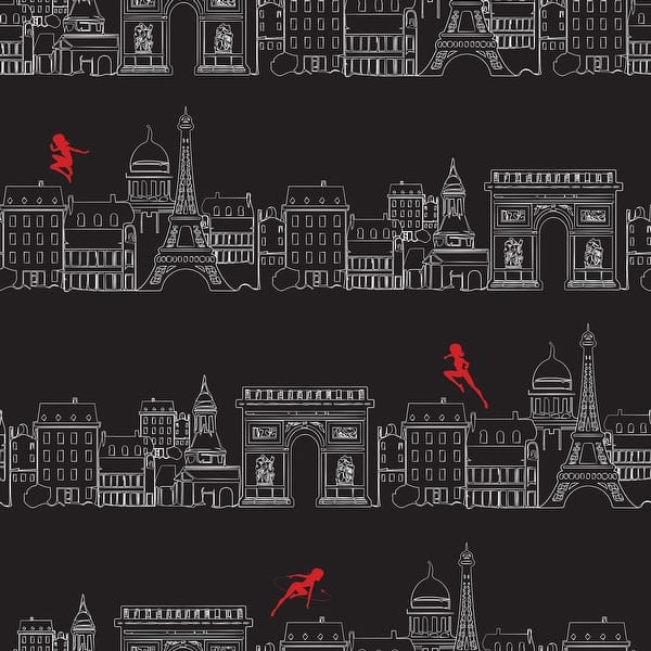 slide 2 of 8, Miraculous Ladybug Charming Paris Black Peel and Stick Wallpaper