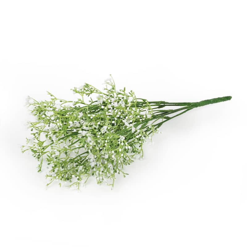 Set of 4 White Artificial Baby's Breath Gypsophila Flower Stem Bush Bouquet 16in - 16" L x 10" W x 8" DP