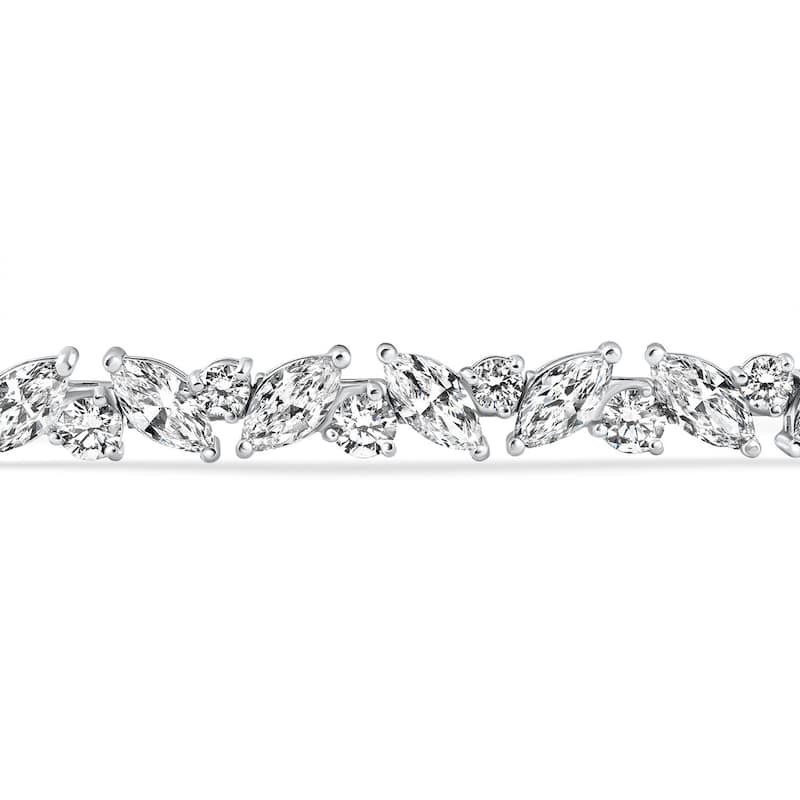 9 1/2Ct Marquise & Round Diamond Tennis Bracelet Gold 7" Lab Grown