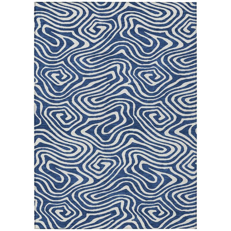 Machine Washable Indoor/ Outdoor Abstract Modern Chantille Rug