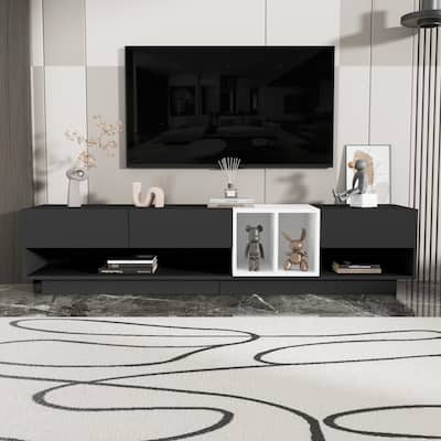 Media Console with Ample Storage for TVs Up to 80", Two-tone TV Stand