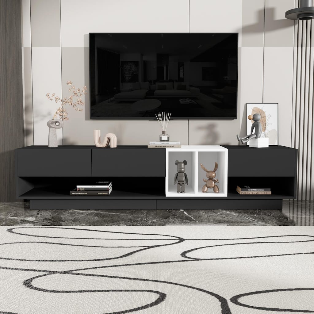Media Console with Ample Storage for TVs Up to 80", Two-tone TV Stand