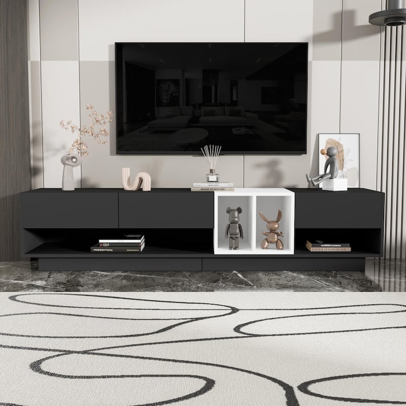 TV Stand with Storage Solution,Two-tone Media Console for TVs Up to 80'',Functional TV Cabinet with Versatile Compartment