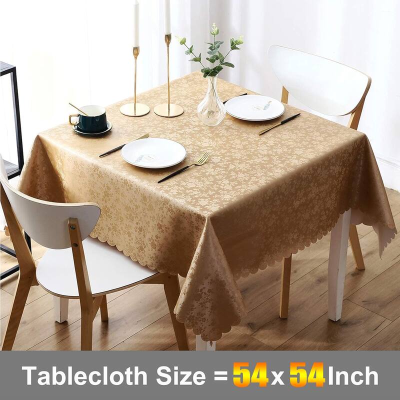 Square Table Cloth,Waterproof Heavy Duty Vinyl Tablecloths,54"L x 54"W - Brown