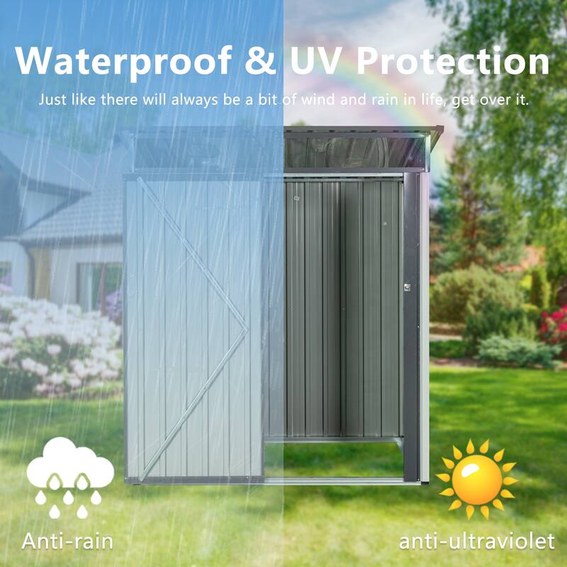 5 x 3 FT Metal Storage Shed, Transparent Panel Windows, Lockable - 5ft x 3ft