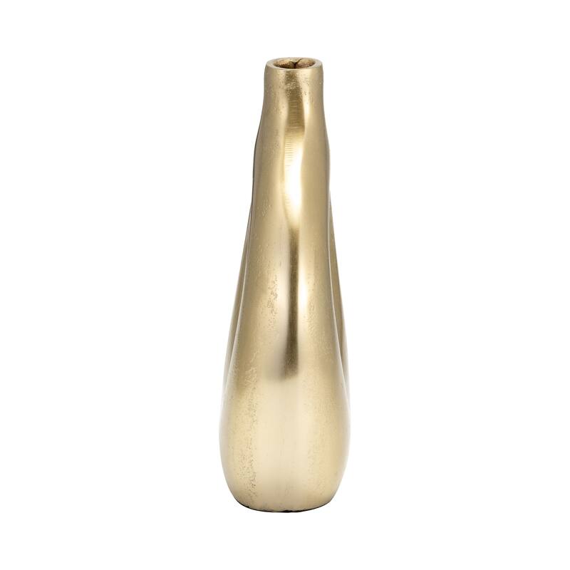 10" Metal Cut-Out Vase Contemporary Glam Aluminum Gold Decorative Table Vase for Home or Office Decor Metallic