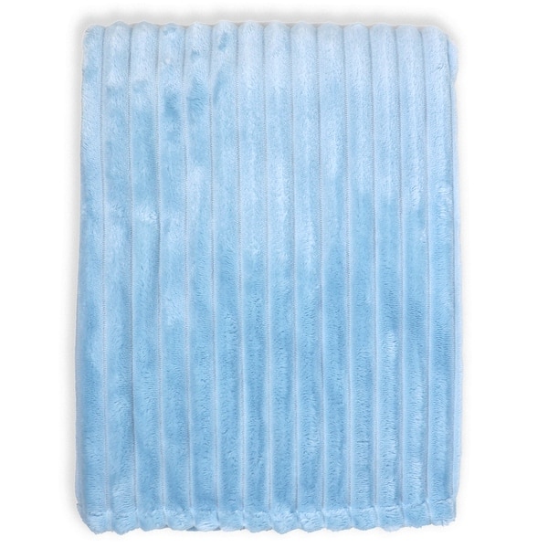 slide 2 of 9, Stripe Plush Baby Blanket - N/A Blue