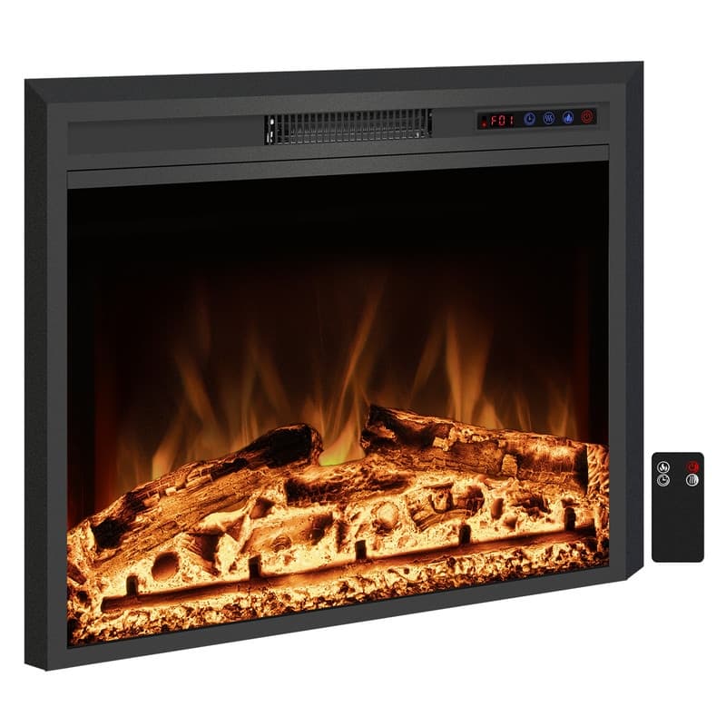 25" Electric Fireplace Insert with Multi-Color Flame, 750/1500W, Black