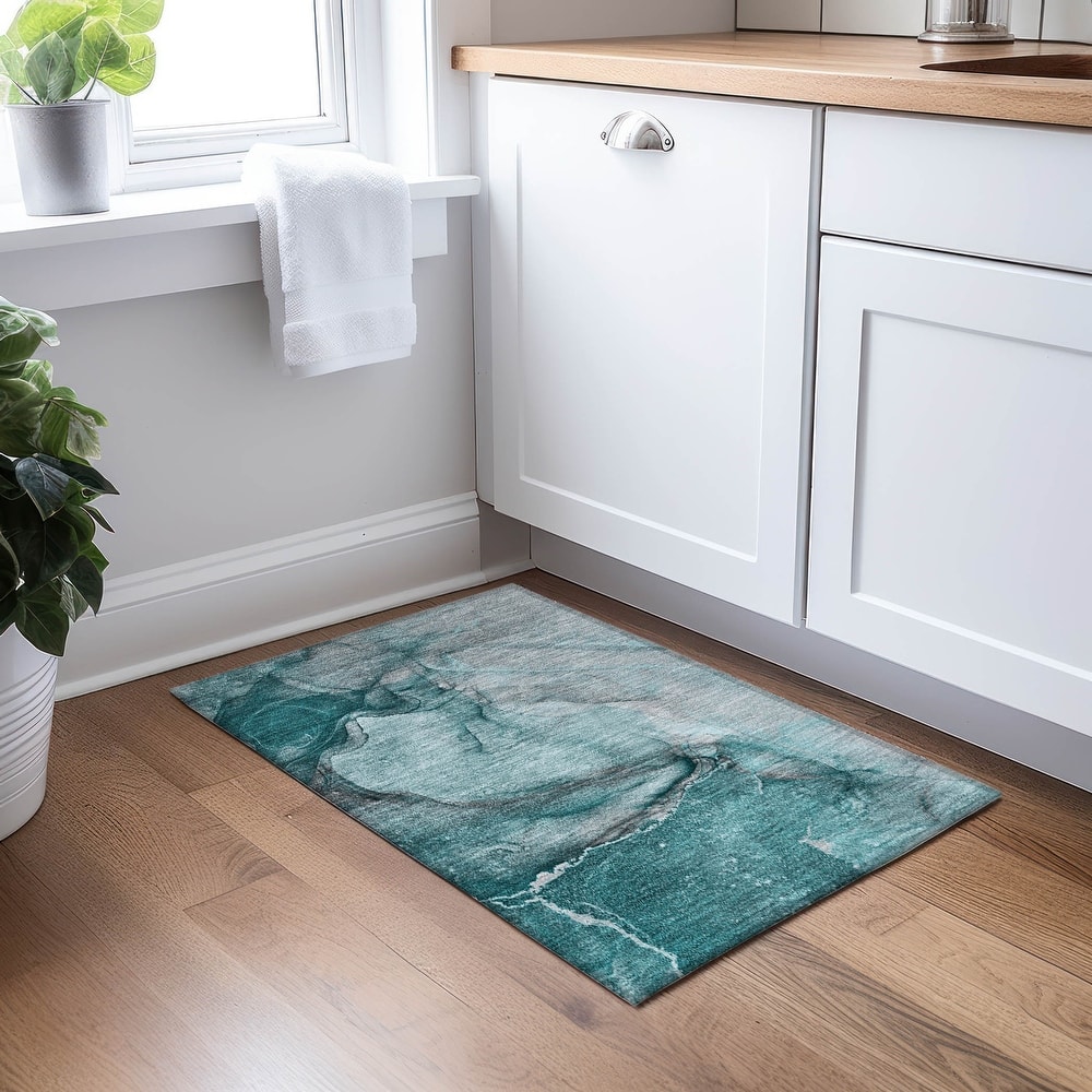 Machine Washable Indoor/ Outdoor Abstract Chantille Rug