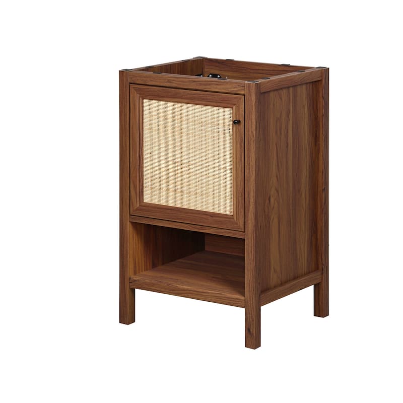 Jasper Rattan Modern Coastal 2-Shelf Bath Vanity Cabinet Only (Sink Basin Not Included), By JONATHAN Y
