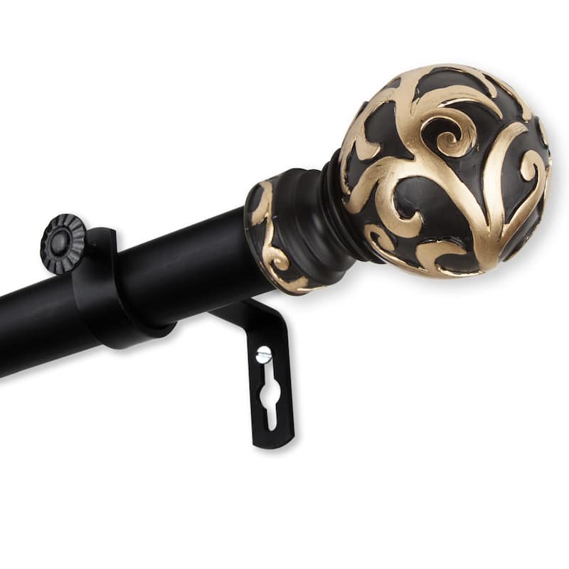 Adjustable Curtain Rod 160-240 Inch - Single Rod for Windows, Light Gold Finish, Elegant Drapery Hardware - M