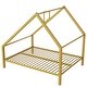 preview thumbnail 23 of 31, Twin Size Metal House Platform Bed with Roof and Chimney
