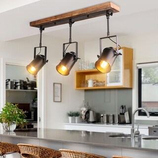 Modern Farmhouse 3-Light Wood Ceiling Track Lighting ...