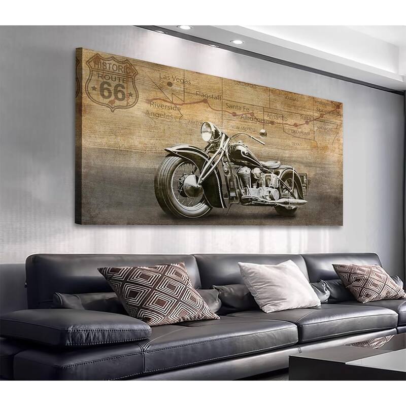 Vintage Motorcycle Canvas Wall Art - 20 x 40