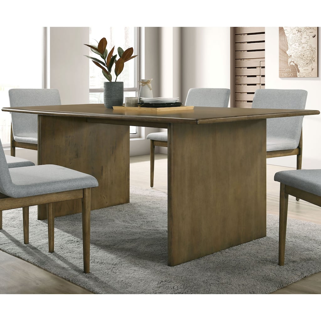 Velez Mid-Century Modern Natural Tone 72-inch Solid Wood Double Legs Dining Table by Furniture of America