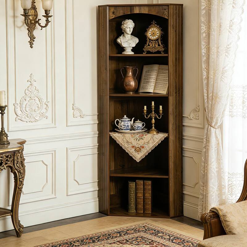 70.9" Corner Storage Cabinet, Corner Shelf Bookshelf Bookcase, Living Room Bedroom Kitchen Home Office Accent Cabinet