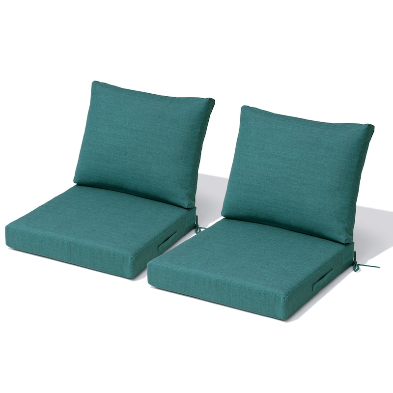 24''x24'' Outdoor Patio Seat Cushion Set with Removable Cover - 2PC - MALACHITE