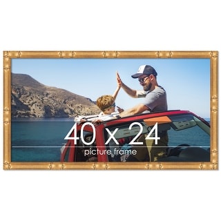 40x24 Frame Gold Bamboo Solid Wood Picture Frame with UV Acrylic, Foam ...
