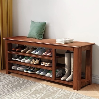 47.0-Inch Shoe Rack, Height Adjustable Triple Entry Bench, 12 Pair ...