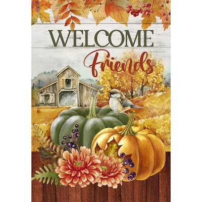 Welcome Friends Fall Harvest Outdoor Garden Flag - 18" x 12.5"