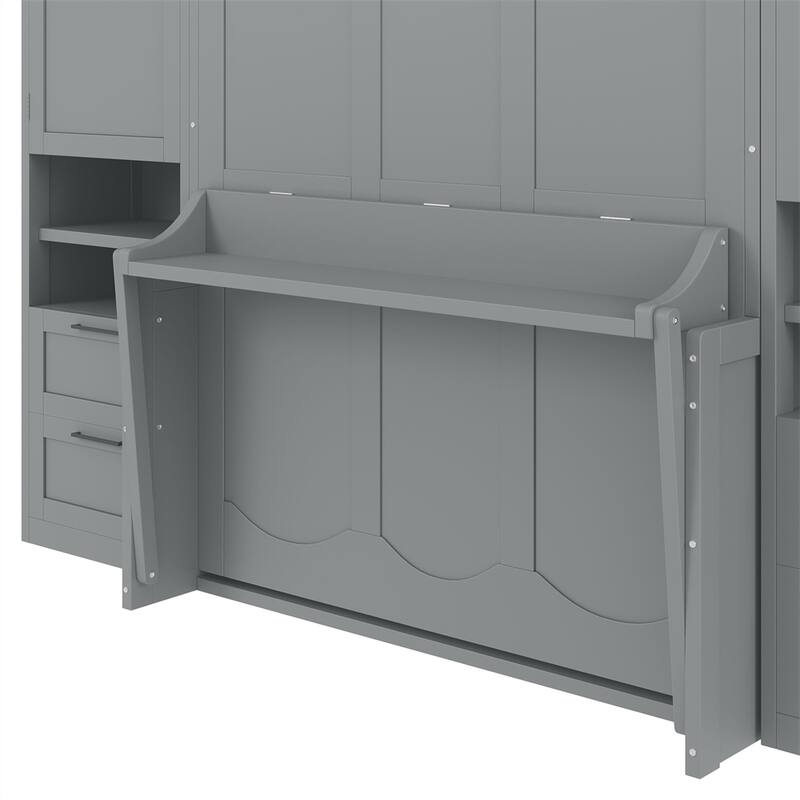 Full Size Murphy Bed Wall Bed with Closet,Drawers and Shelves