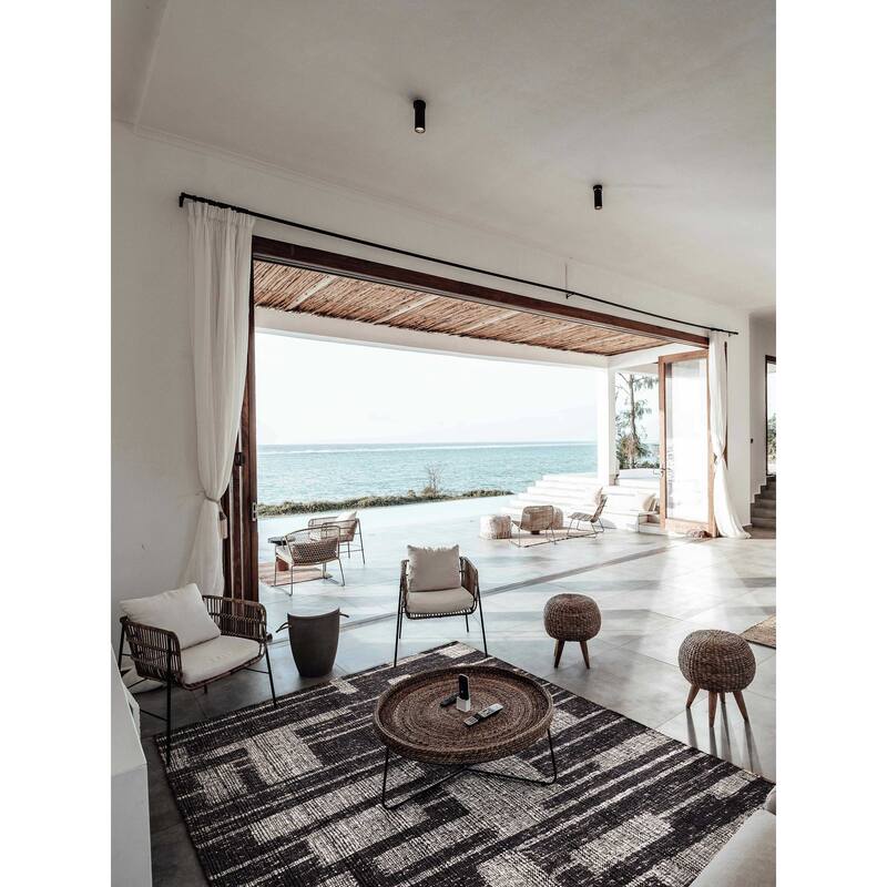 ECARPETGALLERY Hand-knotted Looma Black, White Wool Rug - 8'3 x 9'9