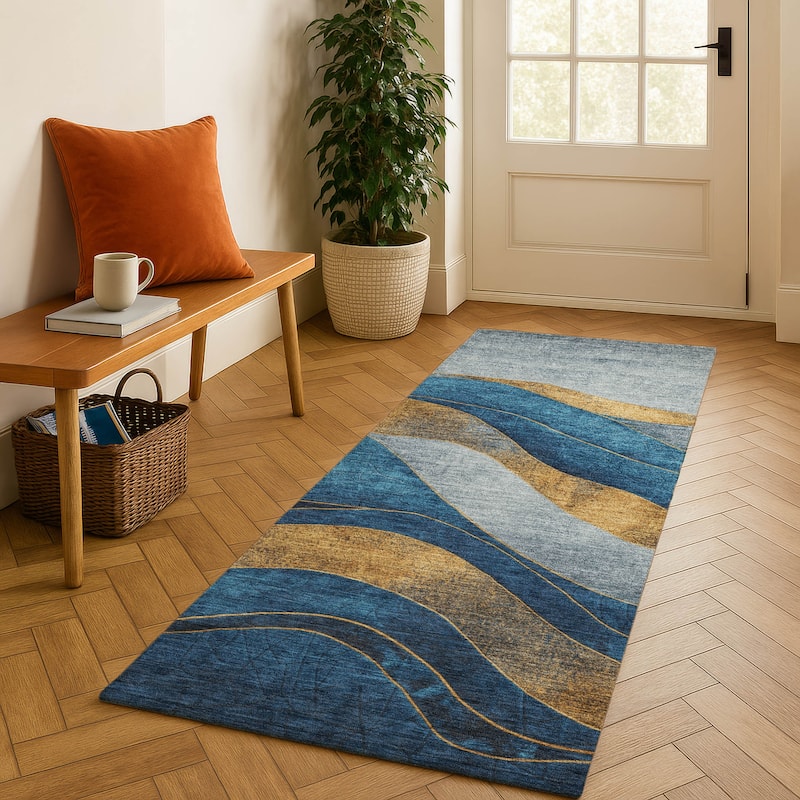 Premium Washable Super Soft Mayfield Rug - Blue - 2'3" x 7'6"