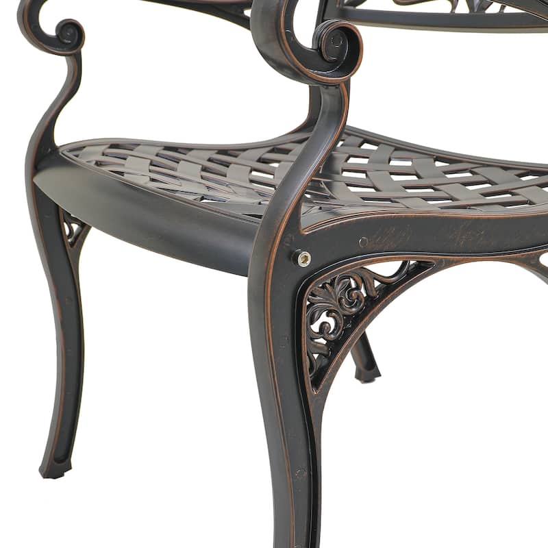 Clihome Outdoor Patio Cast Aluminum Arm Dining Chair (Set of 2)