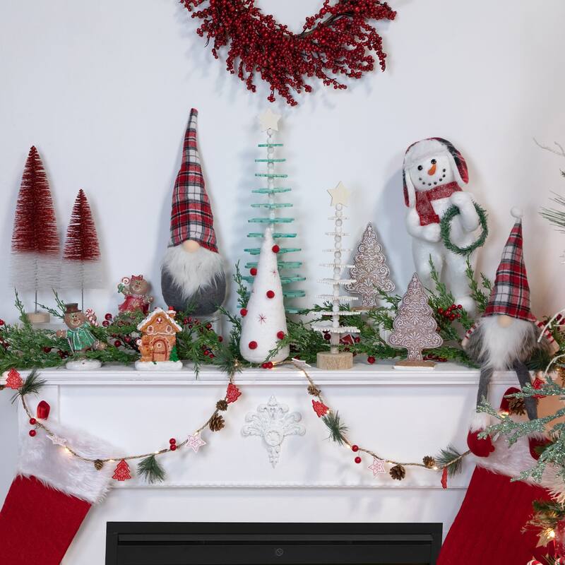 6.5' Tree, Stars and Pine Christmas Garland, Warm White LED Lights