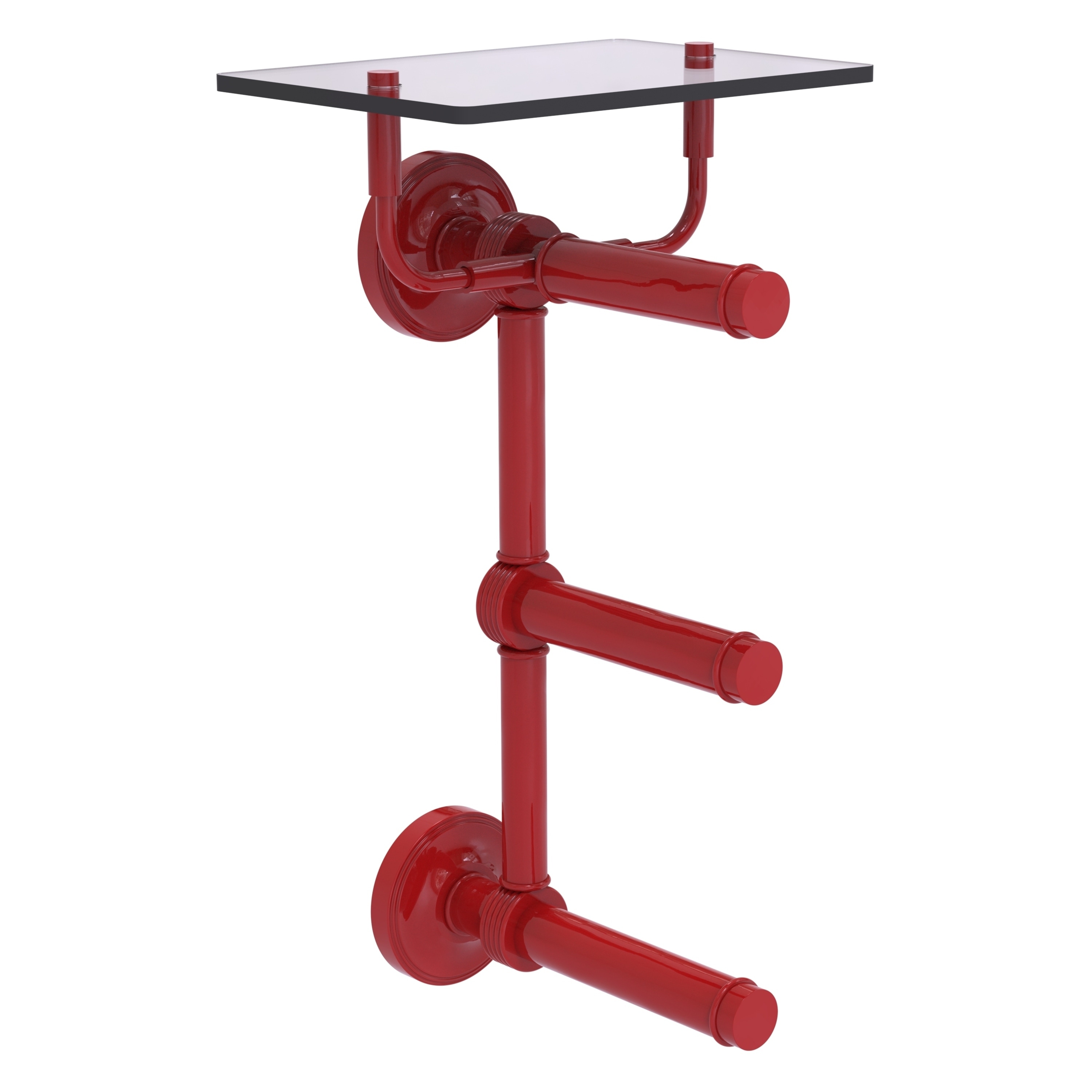 Allied Brass Que New Collection 3 Roll Toilet Paper Holder with Glass Shelf