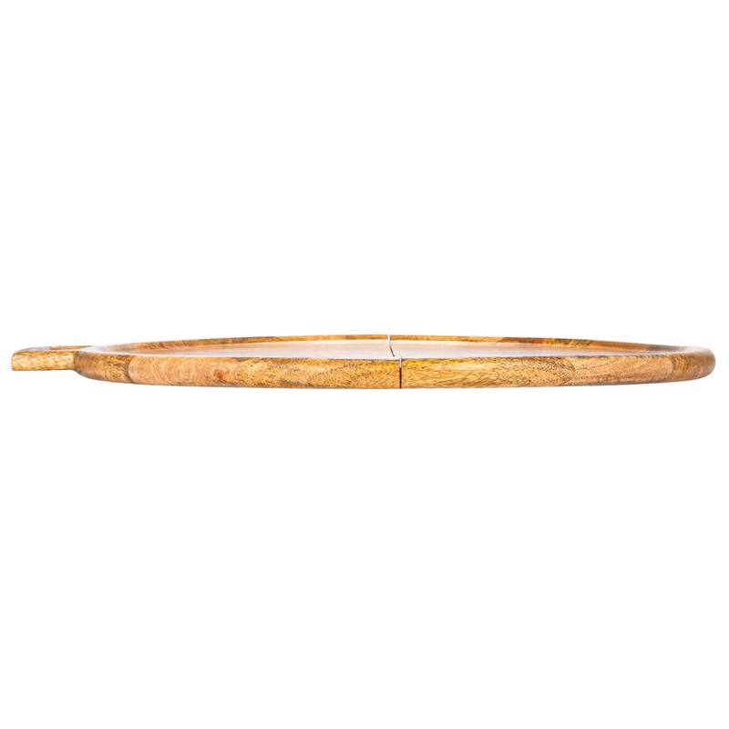 Mango Wood and Stainless Steel Folding Cheese and Serving Board - 26.0"L x 23.5"W x 1.0"H