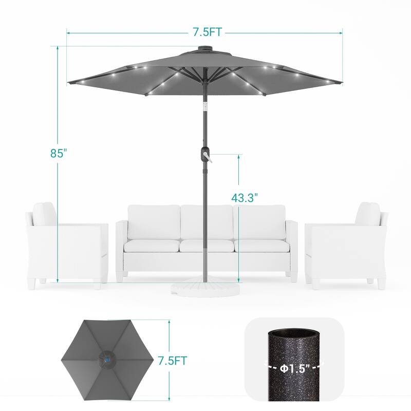 Bonosuki 7.5Ft LED Patio Market Umbrella Outdoor Table Umbrella