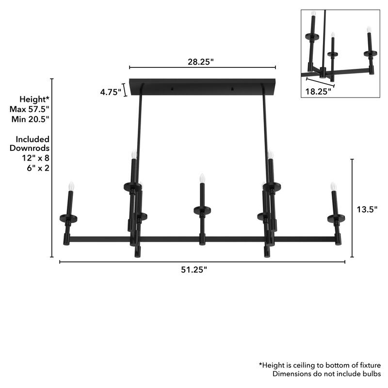 Hunter Briargrove 7-Light Linear Chandelier - Dining room, Candle, Geometric, Transitional