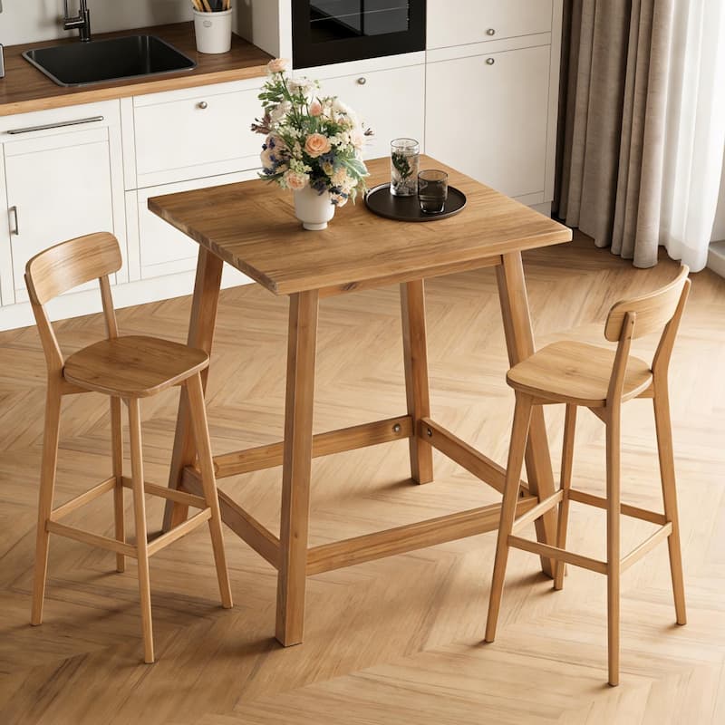 31.5-Inch Small Solid Wood Bar Table