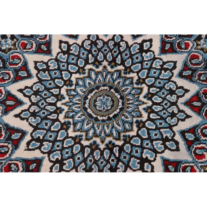 Red Medallion Kashan Turkish Area Rug Machine Made Traditional Carpet - 9'7" x 13'2"