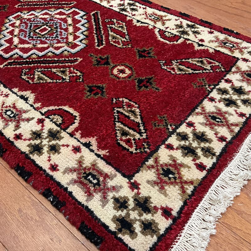HERAT ORIENTAL Handmade Kazak Wool Rug - 2'1" x 3'9"