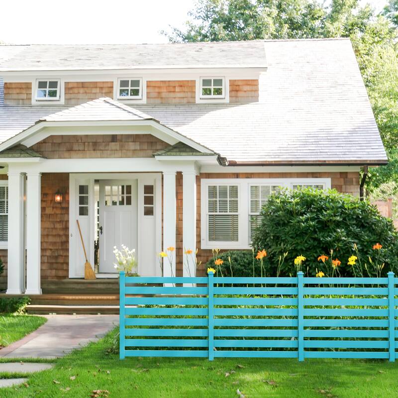 Outdoor Fences That Do Not Require Digging Pits Build A Private Barrier For The Courtyard,4-Panel - 39.3 in. W x 35.6 in. H - Blue-pieces of 4