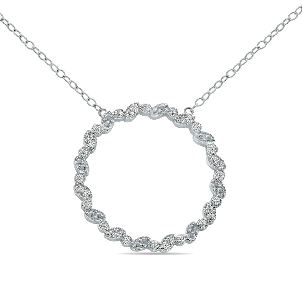 Marquee 1/7 Carat TW Endless Love Lab Diamond Circle Pendant in .925 Sterling Silver (F-G Color, VS1-VS2 Clarity)