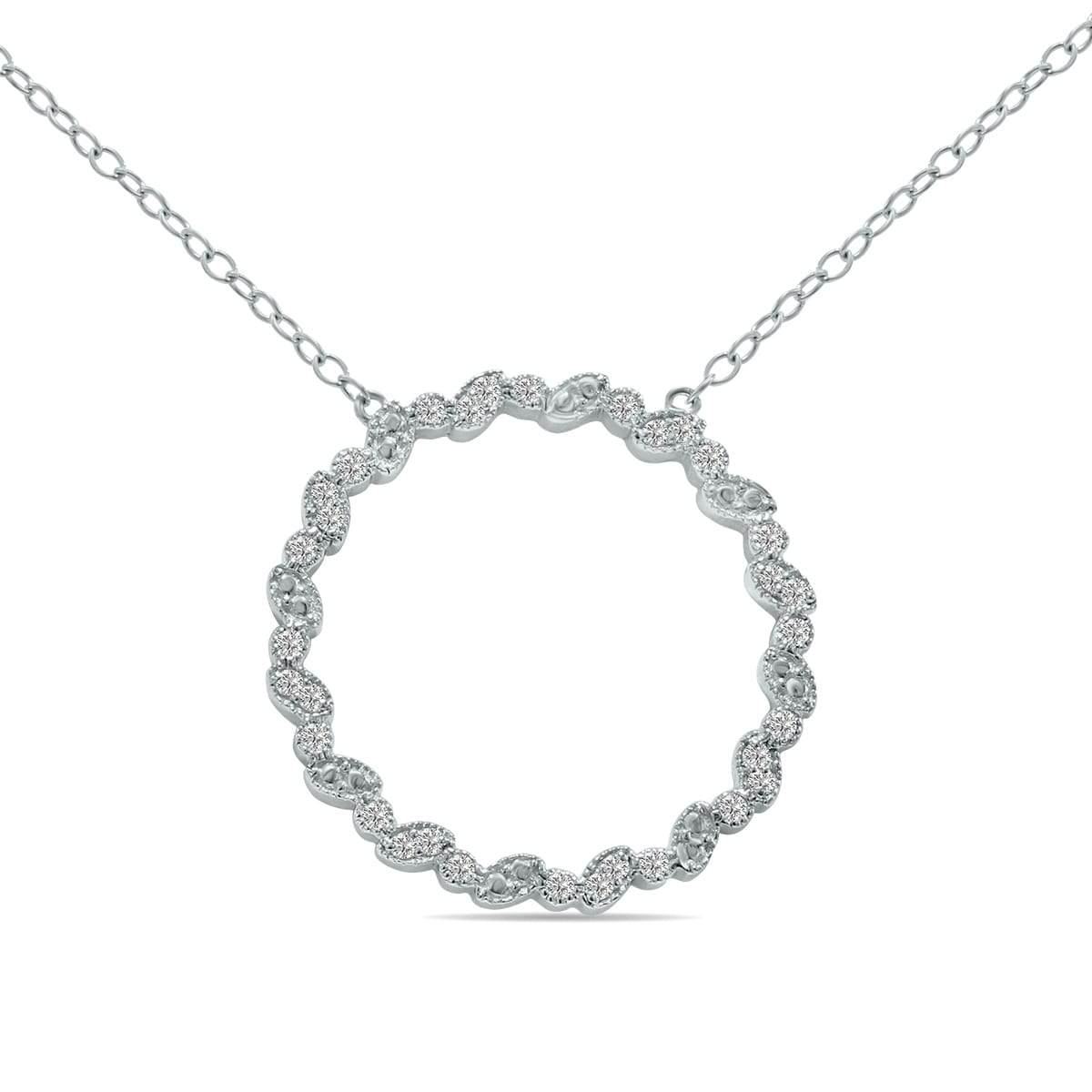Marquee 1/7 Carat TW Endless Love Lab Diamond Circle Pendant in .925 Sterling Silver (F-G Color, VS1-VS2 Clarity)