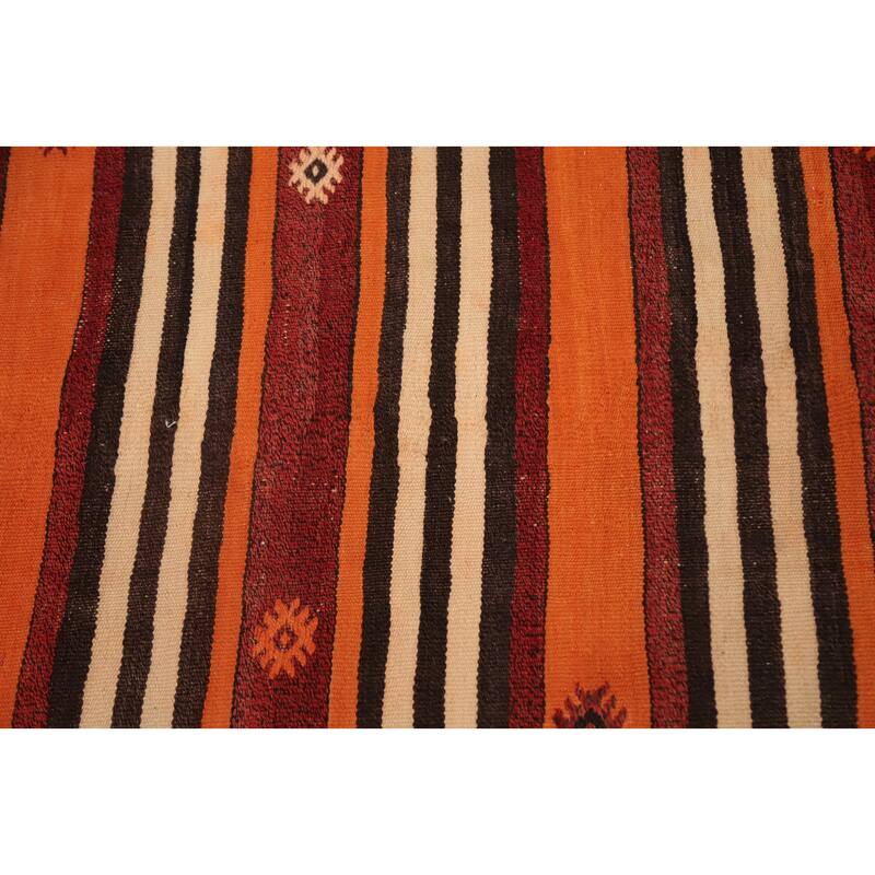 Hand Woven Oriental 100% Wool Carpet Southwestern Tribal Oranges & Rust Kilim Area Rug - 9' 11'' X 5' 7''